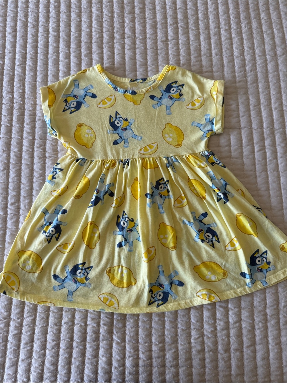Yellow Character Print Girls' Dress